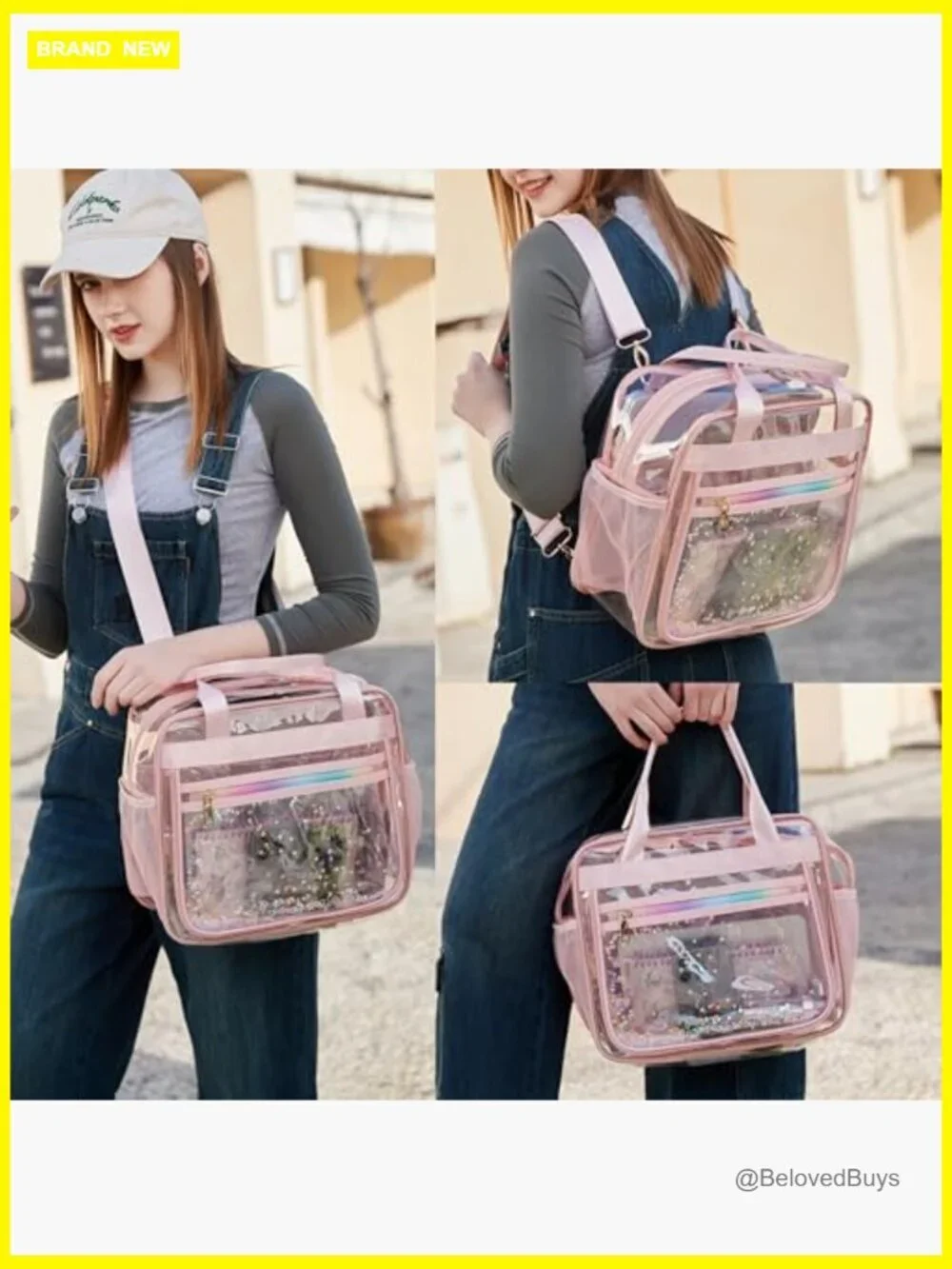 Clear Travel Tote Backpack Stadium Approved Crossbody Messenger Shoulder Handbag